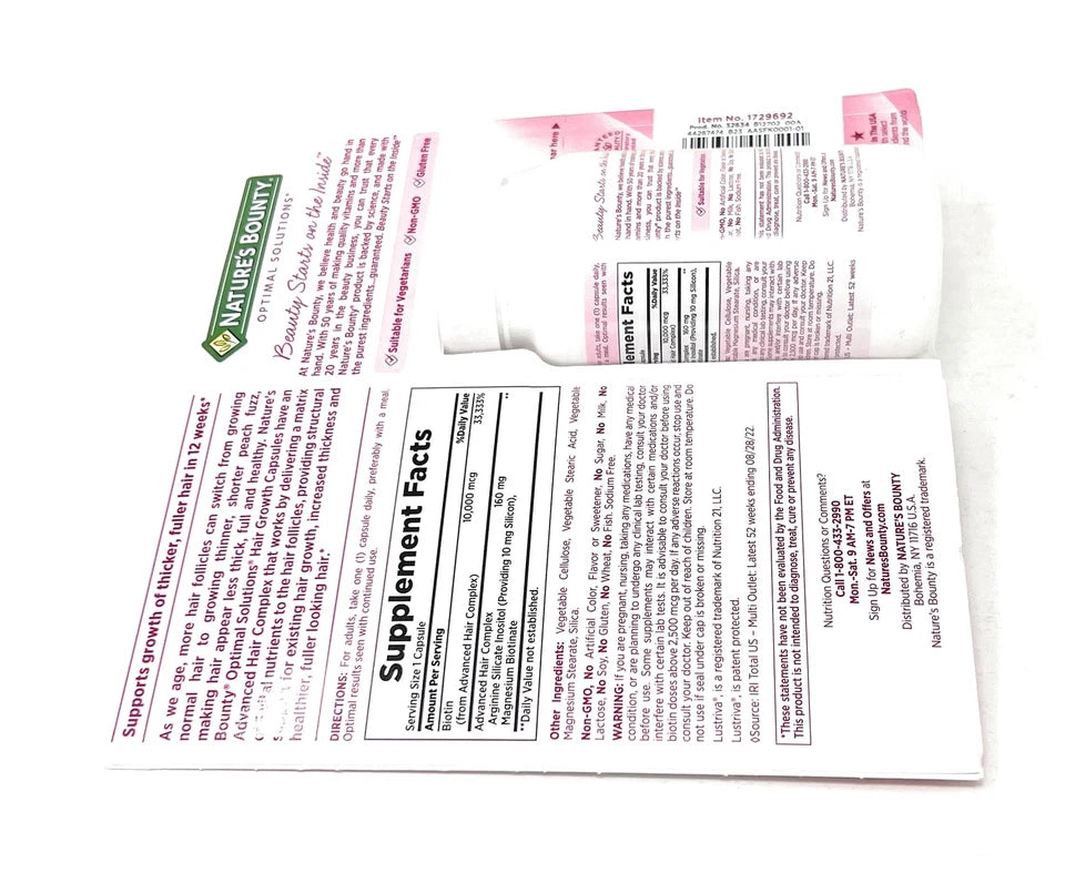 Nature's Bounty Hair Growth Supplement, 1 Per Day, Clinically Shown to Support