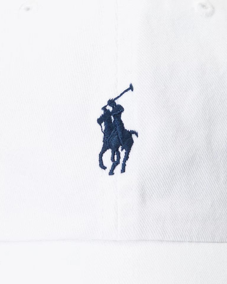 Polo Ralph Lauren Cotton Chino Baseball Cap White/Navy, Adjustable