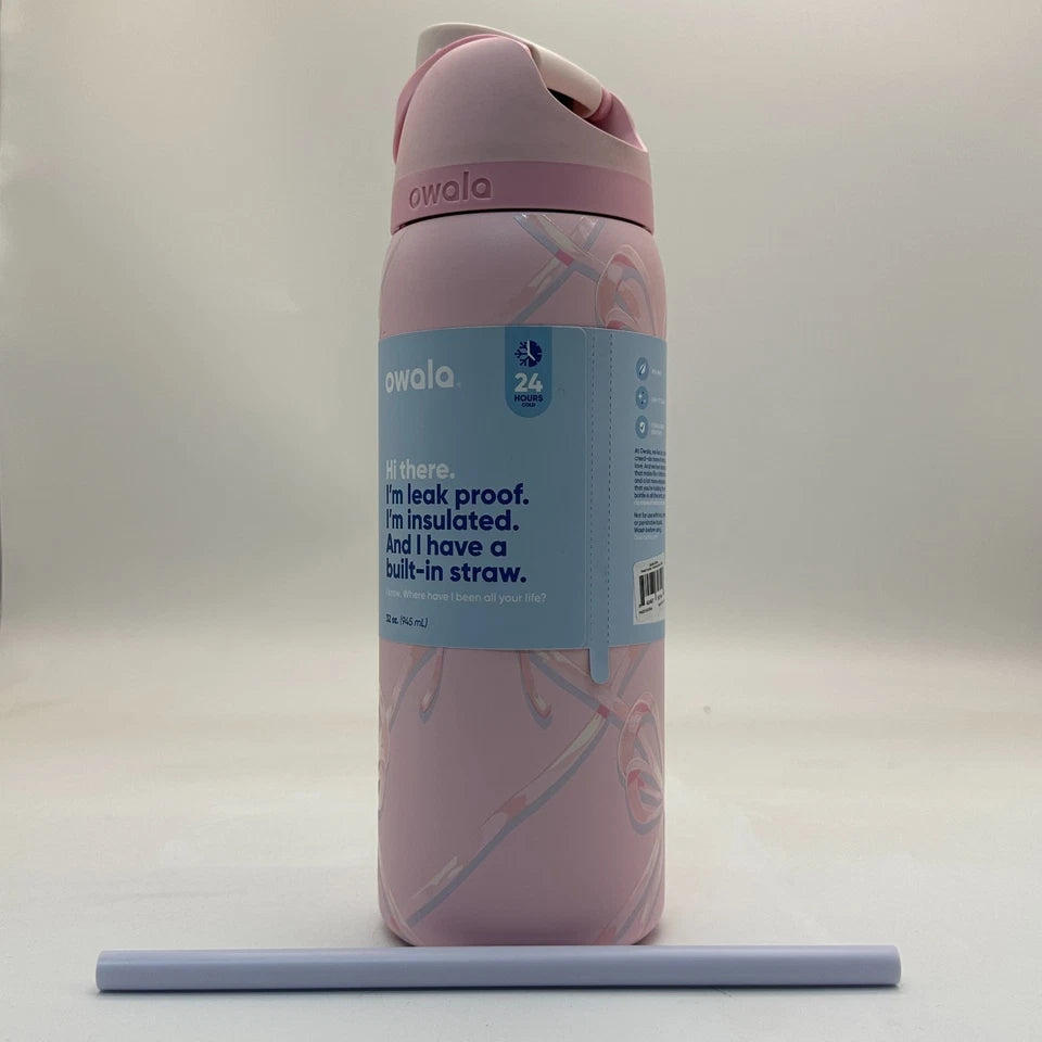 Owala Sugar Plum Fairy 32 Oz FreeSip Water Bottle Holiday Edition Pink