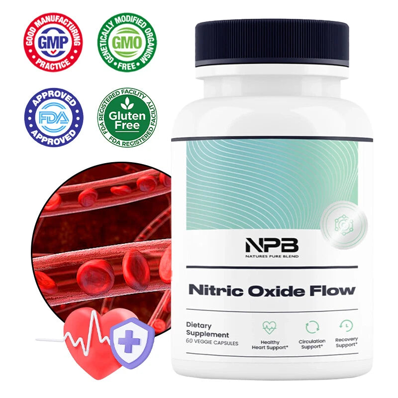 Nitric Oxide Flow Supplement Heart Health Blood Circulation Exercise 60 Capsule