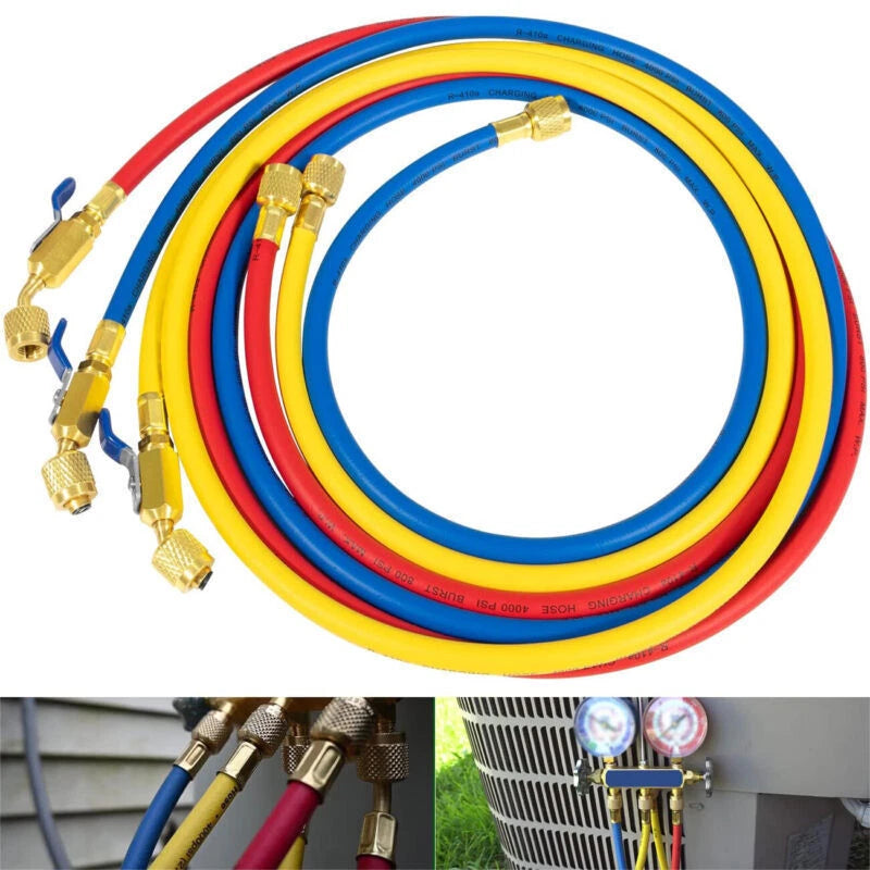 29986 Plus II 1/4" Hose w/ Compact Ball Valve End Refrigerant Charging Hose 72"
